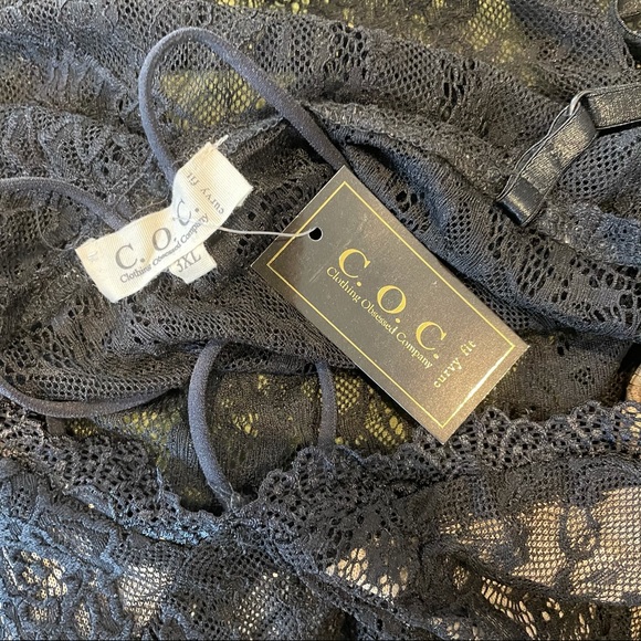 COC Black Lace Tank Stretch Lingerie Sexy Top 2 3X - Picture 9 of 10
